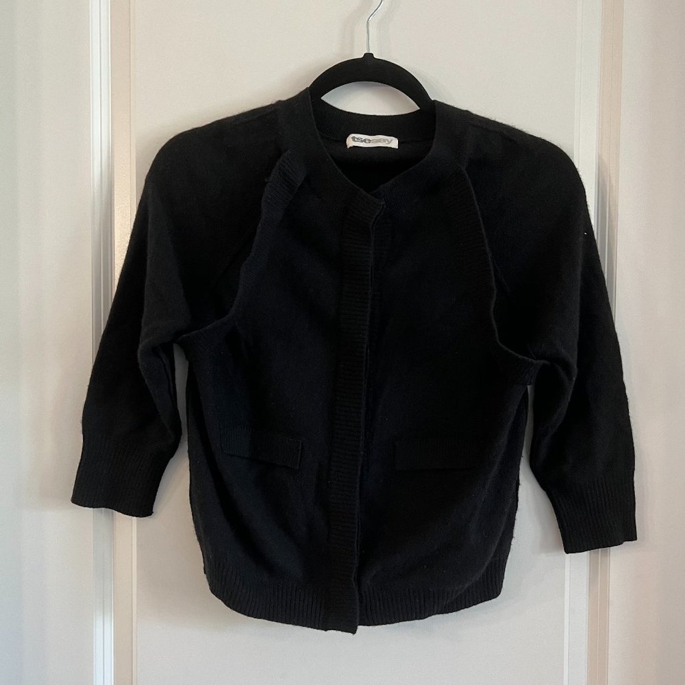 TSE Say Cashmere Black Mini Sweater Size Medium